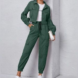 Corduroy jacket with cargo pants